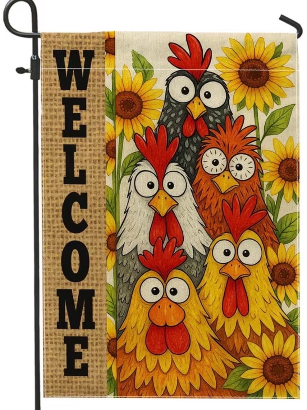 New Whimsical Chicken Welcome Garden Flag #366